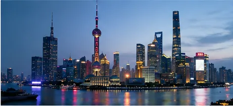 Shanghai skyline at sunset