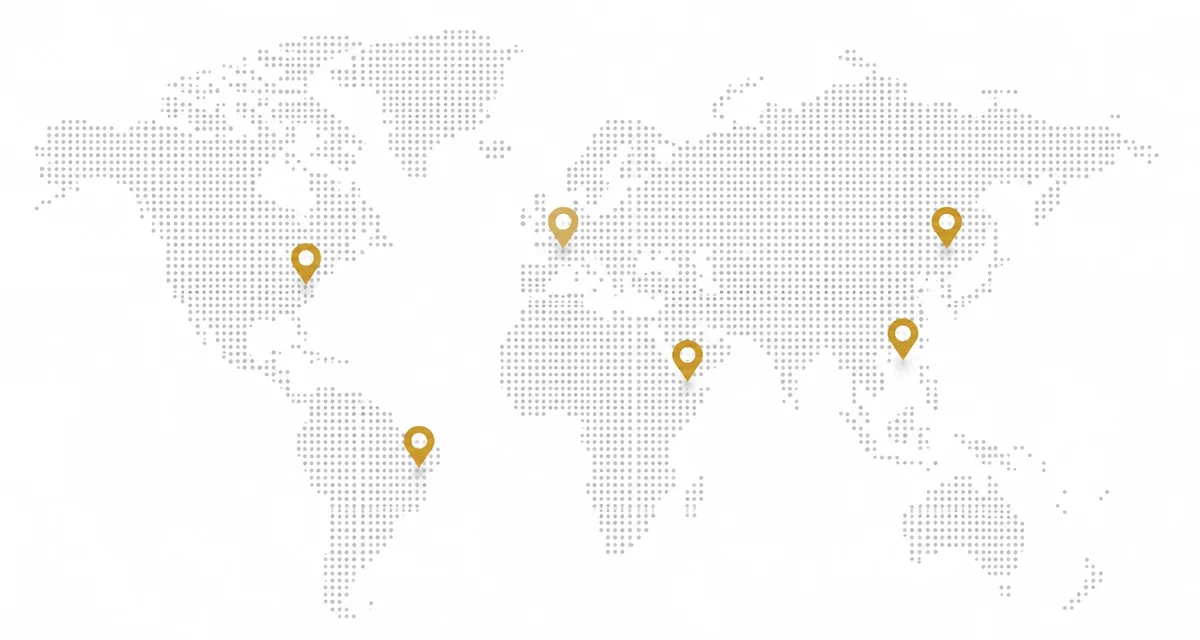 World map highlighting Lantara Global's recruitment reach across native English-speaking countries and school placements in China